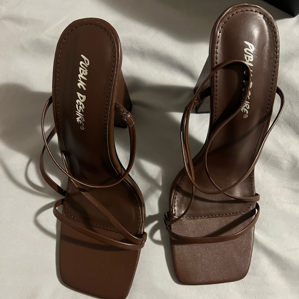 Public Desire Chocolate Strappy Heels